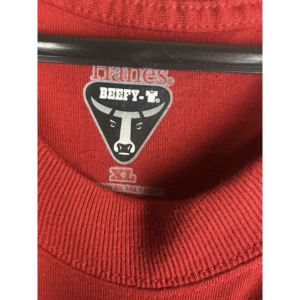 ✨2/$20 Hanes Beefy-T Relaxed Fit Pocket Tee Chili Pepper Red Shirt Men's Size XL - Picture 8 of 14